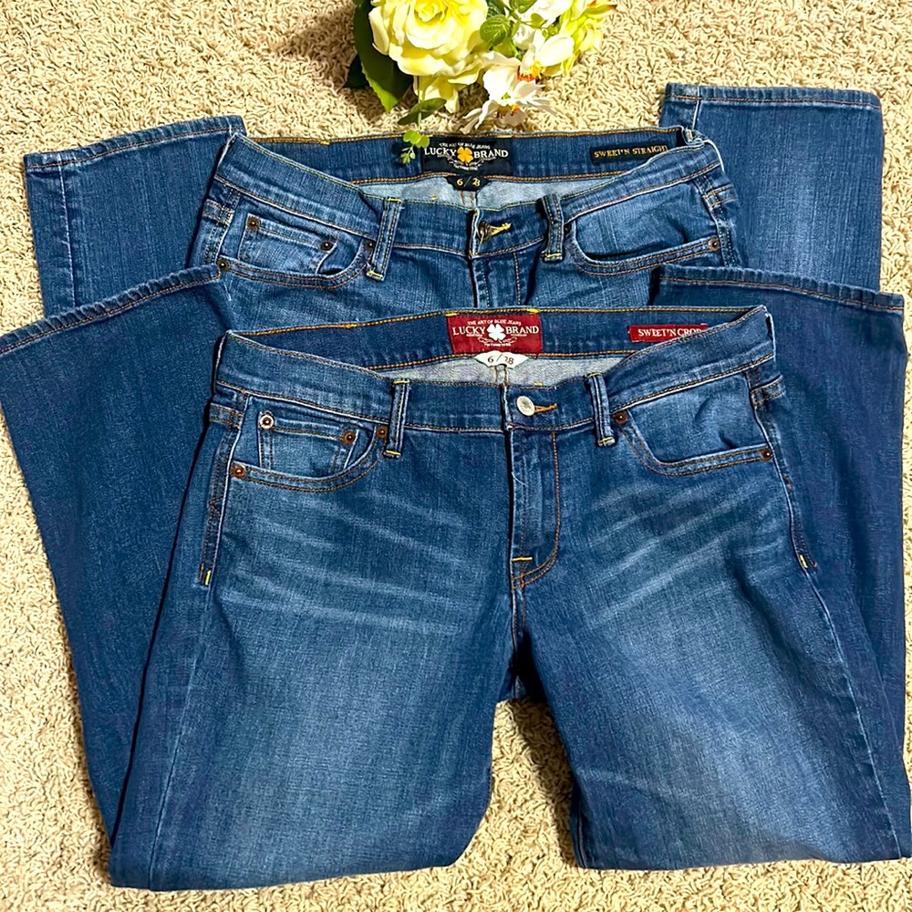 Lot of 2🍀LUCKY BRAND 💙VTG JEANS☘️1 SWEET’N STRAIGHT & 1 SWEET’N CROP🌻Sz 6/28 - Picture 2 of 14